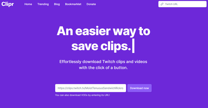 Clipr online twitch video dowloader