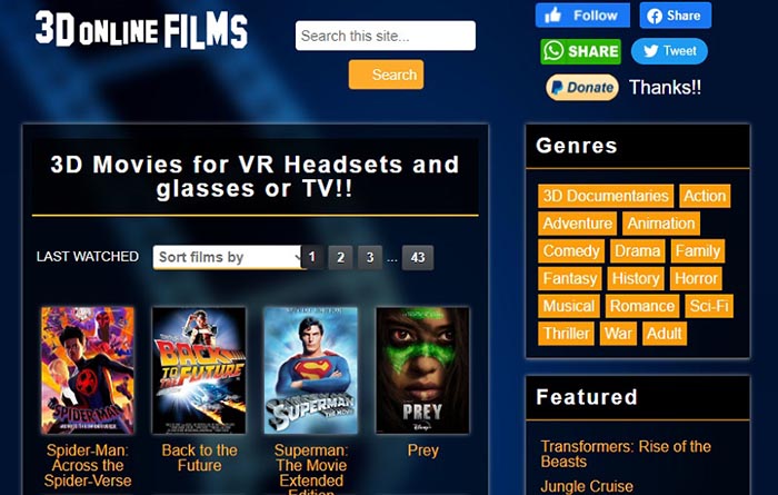 3D Movies Free Download on 3D Online Films