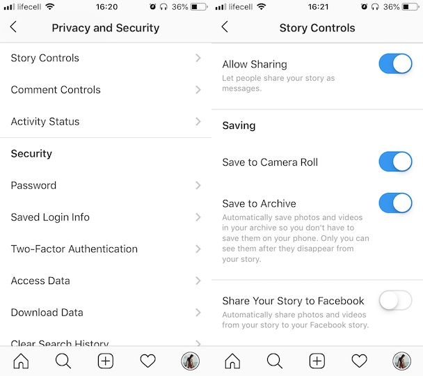 Download Instagram Story in Settings