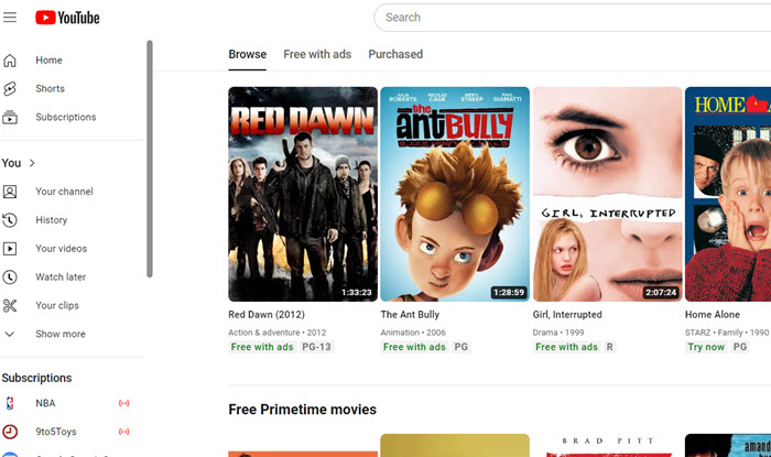 YouTube Movies